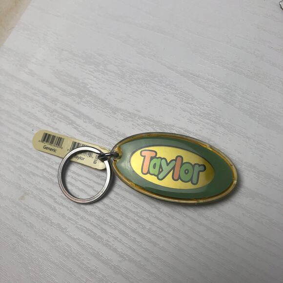 Customized Name TAYLOR Solar Flashing Keyring Keychain Yellow Green - Picture 2 of 7